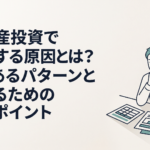不動産投資の収支表と物件資料を前に購入すべきか慎重に考える会社員