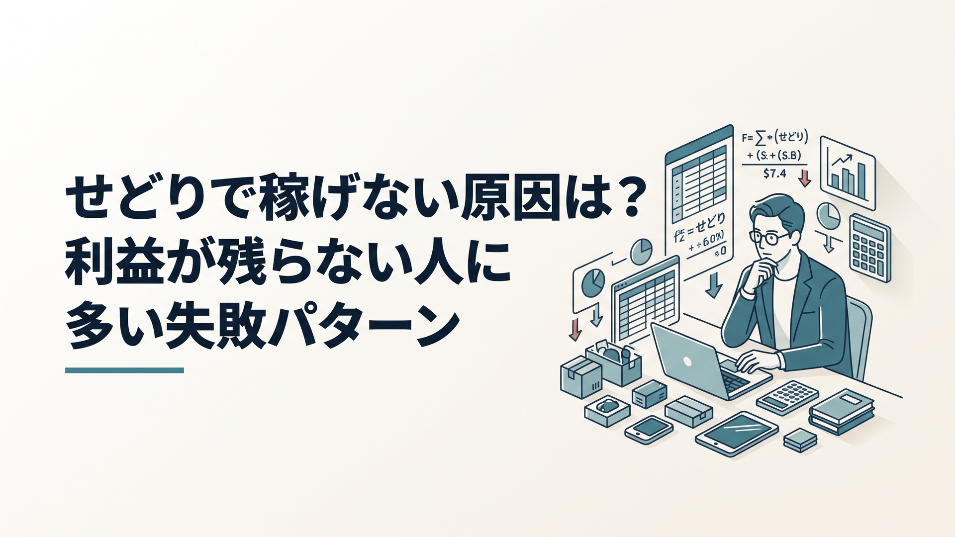 せどりの商品と利益計算を前にして悩む副業会社員