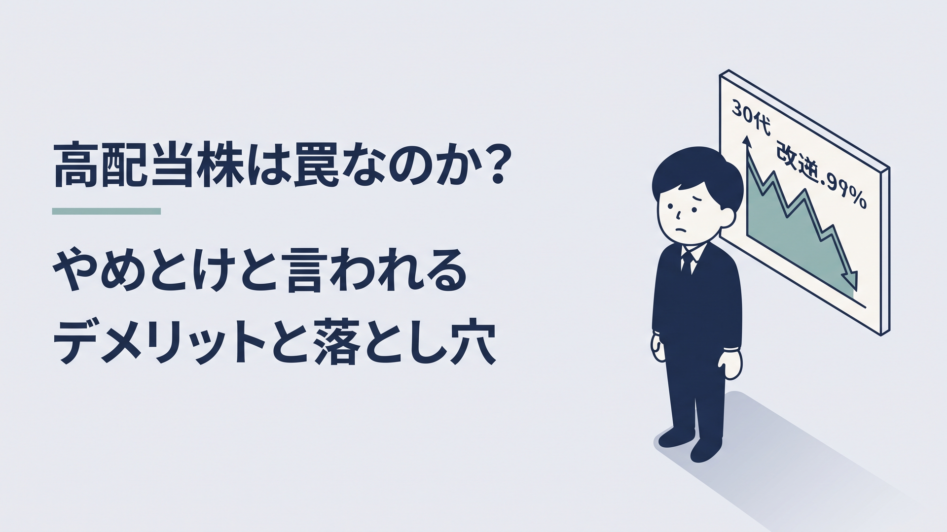 高い配当利回りの数字と下落する株価を前に迷う30代会社員